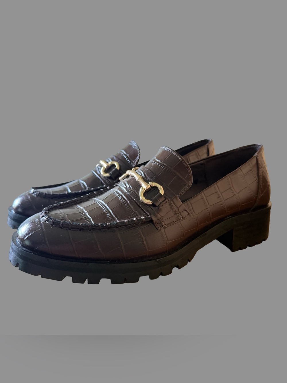 J. McLaughlin Brown Embossed Leather Slip On Loafers US8